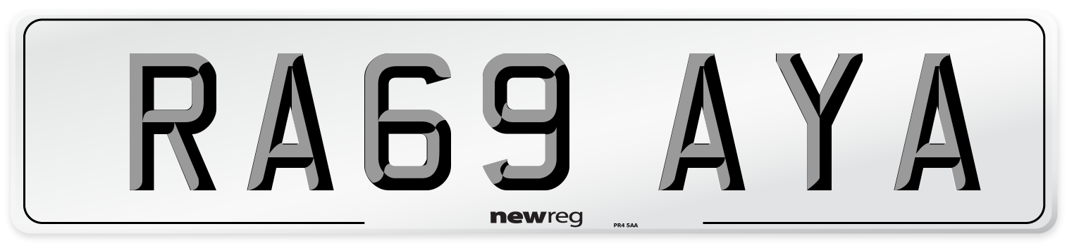 RA69 AYA Number Plate from New Reg